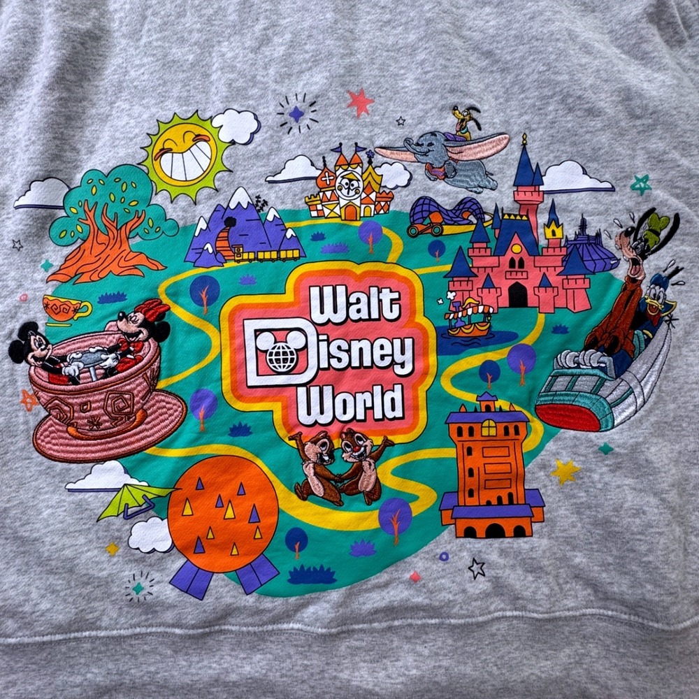 Disney Parks Walt Disney Zip Up Hoodie Gray 3X Plus Size Play Park Embroidered
